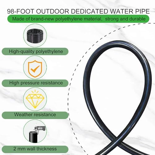 98 Ft Drip Irrigation System,360°Bendable Drip Irrigation Kit,25 Nozzles and 27 Quick Connectors,Automatic Garden Irrigation System,Adjustable Atomizing System for Plants, Greenhouse,Yard,Lawn - Image 4