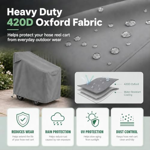 Hose Reel Cart Cover 420D Buckle Vent Handles Fit - Image 2