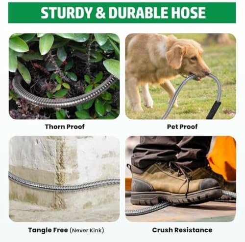100 ft Metal Garden Hose - Stainless Steel Flexible No-Kink Design for Heavy-Duty Watering Lightweight & Rust-Resistant Water Pipe for Easy Handling - Image 4