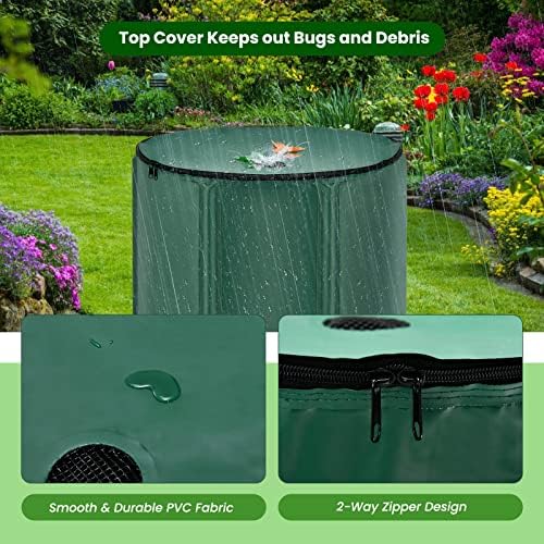 Goplus 53 Gallon Collapsible Rain Barrel, Portable Rain Barrels to Collect Rainwater from Gutter, Rainwater Collection System, Water Storage Tank Catcher Container with Filter Spigot - Image 3