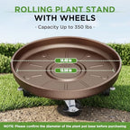 Plant Caddy With Wheels 14" Metal Plant Saucers for Indoors 390 Lb Capacity - Image 3