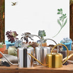 Watering Can 1.3L Stainless Steel Retro Long Spout Plant Watering - Image 2