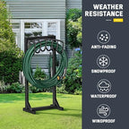 Kesfitt Garden Hose Holder Stand with 4 Spikes & 2 Tool Hooks, Detachable Heavy Duty Metal Freestanding Hose Reel Outdoor Organizer for Lawn Yard Water Storage Rack - Image 5
