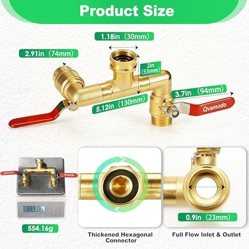 360° Rotatable Garden Hose Splitter 2026 Upgrade 3/4" GHT Swivel Brass Hose Splitter, High Flow Spigot Splitter with Seperately Shut Off Valves, Heavy Duty Faucet Splitter for Outdoor Garden Courtyard - Image 5