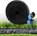 Flat Soaker Hose for Garden Beds, 1/2" Linkable Consistent Drip Irrigation Hose Save 80% Water, Leakproof Heavy Duty Double Layer Sprinkler Hose Black (25ft) by MYSHAKER+-+Your+Water+Goal