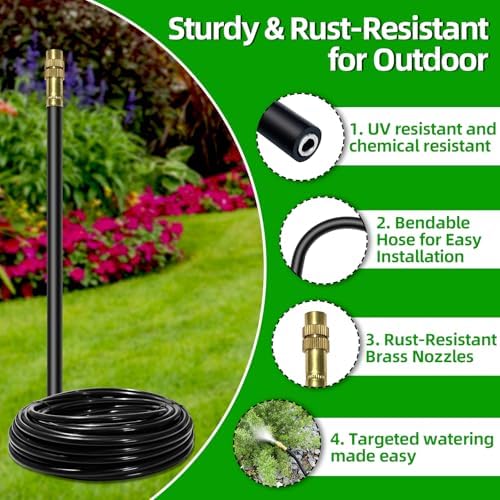 100FT Drip Irrigation Kit, 32 360° Copper Nozzles, Garden Watering System - Image 6