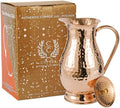 Pure Copper Pitcher with a Lid, Large Size Solid Handcrafted Copper Water Hammered Jug, Capacity 70 Oz/2000ml, Copper Carafe For Home, Hotels & Gifting by CopperCure