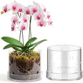 6 Inch Clear Acrylic Orchid Planter Pot with 360° Round Holes & Tray by Yiyiring