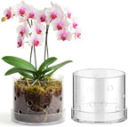 6 Inch Clear Acrylic Orchid Planter Pot with 360° Round Holes & Tray by Yiyiring