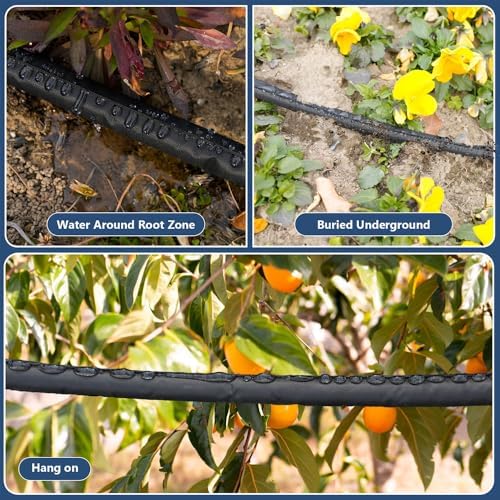 Soaker Hose 50FT 1 Pack, Thickened Flat Drip Irrigation Hose, Save 80% Water, Leak-Free Design Watering Hose for Garden Lawn Flower Bed Vegetable Field 50ft - Image 3