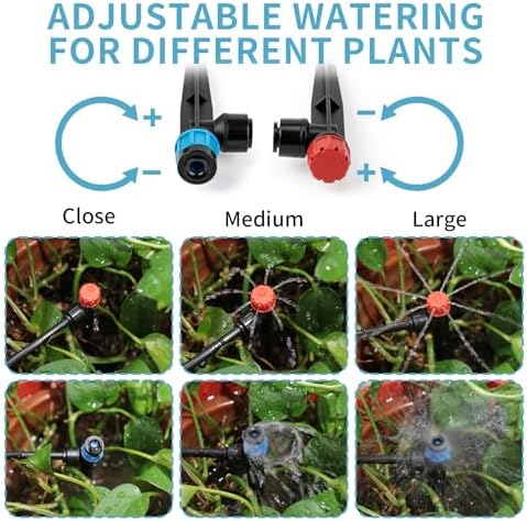 LP 240FT Drip Irrigation System Kit, Garden Watering Misting System - 40FT 1/2" Main Tube & 200FT 1/4" Distribution Tubing - Adjustable Nozzles & Sprinklers for Garden Greenhouse, Lawn, Potted Plants - Image 5