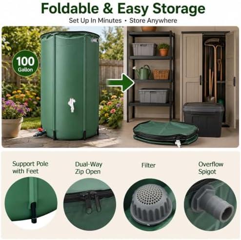 100Gallon Collapsible Rain Barrel, Water Tank, Rain Water Collection System - Image 2