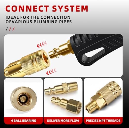 47 PCS 1/4 Inch Quick Connect Air Hose Fittings, Premium Metal Air Compressor Fittings with Teflon Tape, Air Tool Quick Connect Air Line Fittings (Compatible with Air Compressors, Air Hoses) - Image 5
