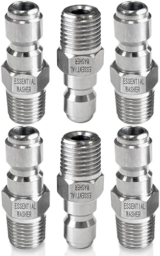 Essential Washer Stainless Steel ¼” Plug Male NPT | Pressure Washer Quick Connect Fittings | 5000 PSI | Set Of 6 by EssentialWasher