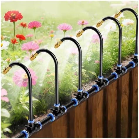 Outdoor Misting Cooling System with 360° Gooseneck Flexible Nozzles, PE Hose Kit & Filter for Patio, Garden, Greenhouse - Ultimate Summer Cooling Solution by Unknown