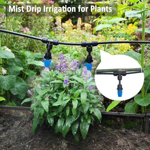 Drip Irrigation Kit for Garden,Main ID 1/2inch 16.5Ft and 1/4inch 96Ft Water Hose, Watering System Sufficient Water Pressure, Irrigation Dripper Waterflow Evenly Easy DIY - Image 2
