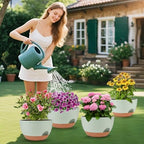 Vanslogreen Plant Pots 12inch Self Watering Pots, Set of 2 Plastic Planters with Drainage Holes and Saucers, Flower Pots for Indoor Outdoor Plants (Green) - Image 7