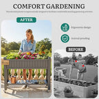 YITAHOME 3.6x1.5x2.8 FT Elevated Garden Bed Kit with Legs and Wheels, Outdoor Large Resin Planter Box Stand with Drain Plug and Storage Shelf for Plants Vegetables Fruits, Light Brown - Image 5