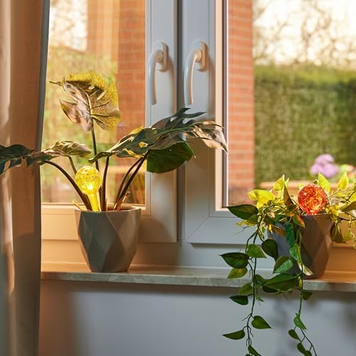 Relaxdays Set of 4 Glass Watering Globes, H x D: 15 x 6 cm, Watering Balls for Plants, Watering Aid Holiday, Colourful - Image 2