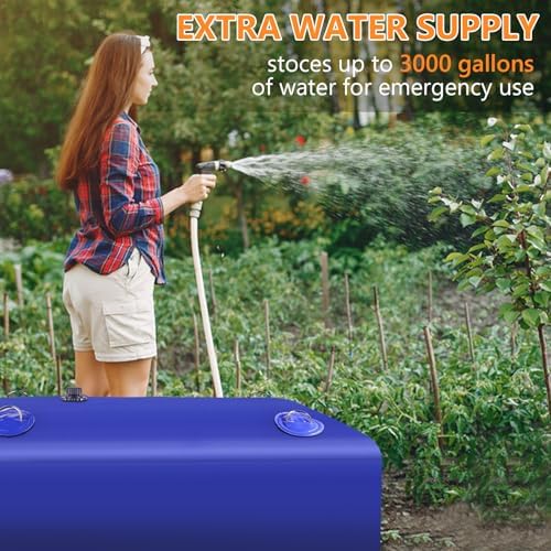 Foldable Portable Water Storage Bladder - 105 Gallon Large Water Tank with 3/4" PVC Spigot and Hose Kit for Camping, Garden, Emergency - Image 2