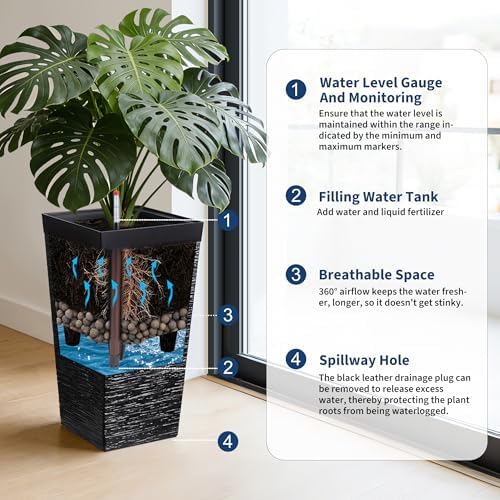 Tall Outdoor Planters Set of 2, 22.5'' Planters for Outdoor Plants - Image 3