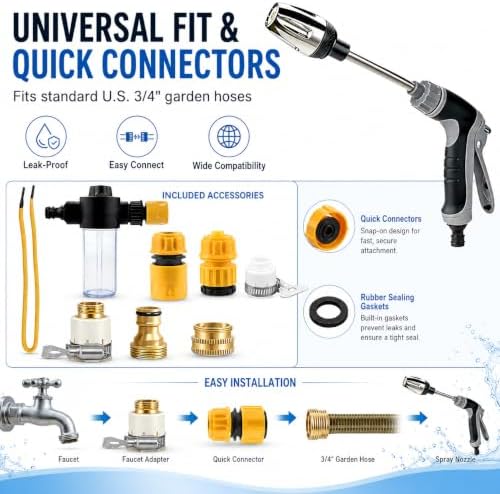 Power Blast Plus Pressure Washer, Jet Hose Nozzle High Pressure with Soap Dispenser, 3 Spray Modes 360° Rotating Pressure Washer Nozzle - Image 5