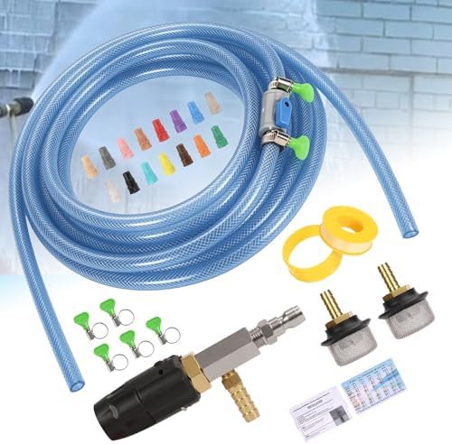 Adjustable Long Range Soft Wash Injection Nozzle Kit for Pressure Washer, Downstream Chemical Sprayer System, 4-4.5 GPM 2500-4000 PSI, 18FT Hose with 1/4" QC, For House Washing & High Reach Cleaning by Unknown