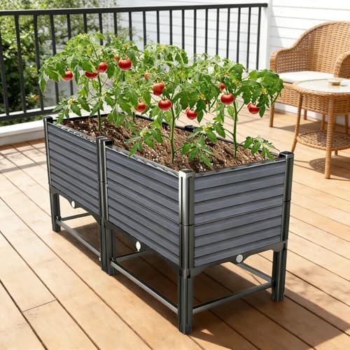 Raised Garden Bed Kit, Outdoor Planter Boxes, Elevated Above Ground Garden Bed, Standing Narrow Plant Stand with Drainage Holes for Vegetables, Fruits, Flower, Herbs(Medium) by Unknown
