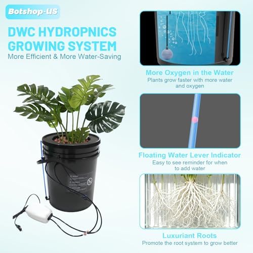 Hydroponics Growing System Kit 5-Gallon Deep Water Culture Recirculating Drip Grow System Indoor Garden Grow System with Hose, Air Pump, and Air Stone (1 Bucket + Drip Irrigation) - Image 3
