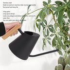 Tyenaza Watering Can Indoor Plants, Stainless Steel Long Spout Watering Pot with Wooden Handle, Modern Decorative Watering Pot for Garden Bonsai Indoor Outdoor (Black) - Image 3