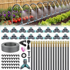 Drip Irrigation System 100FT 1/4", 360°Adjustable Garden Watering System with 16pcs Copper Nozzles, Drip Irrigation Kit for Outdoor Plants, Greenhouse Watering System by Unknown
