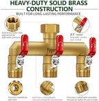 3-Way Garden Hose Splitter, Heavy-Duty Brass, 3/4" GHT, (Red) - Image 2