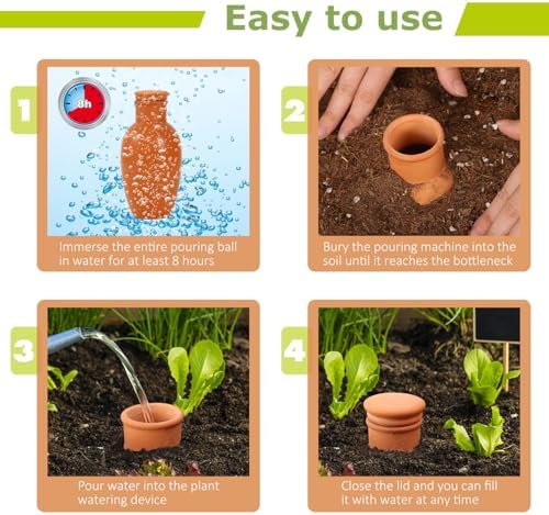 8pcs 3.1 * 3.1 * 6in Olla Pots for Garden Olla Watering System Terracotta Watering Pots Olla Watering Pot with Lid Terracotta Globes Clay for Indoor and Outdoor Terra Cotta Clay - Image 4