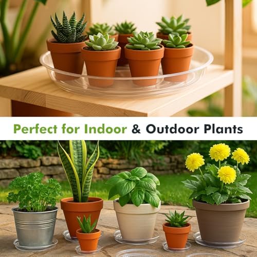 30 Packs 16" Extra-Large Clear Plant Saucers for Indoor Outdoor Use Heavy Duty Plastic Plant Trays for Planter Bulk Flower Pot Drip Trays to Catch Water, 4 to 20 Inch - Image 2