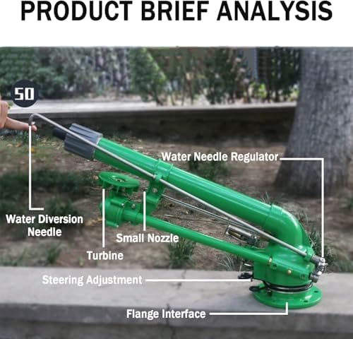 Farm Irrigation Sprinklers On Tripod Base, 360° Heavy-Duty Metal Impulse Sprinkler,Tripod Sprinkler, Large-Area Rotating Rocker Nozzle Lawn Sprayer, for Farms, Orchards - Image 3