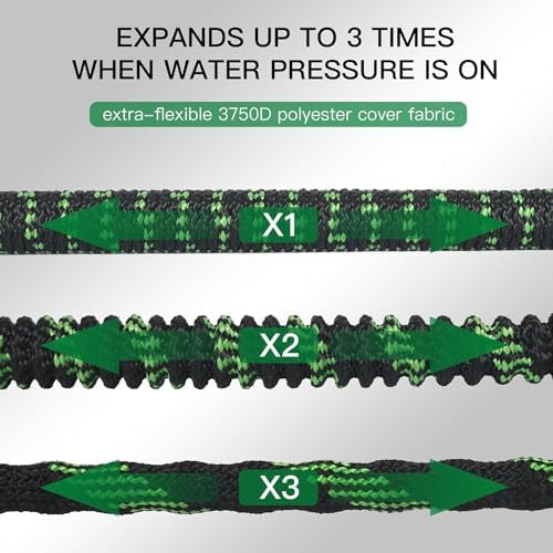 100 ft Expandable Garden Hose - Kink Free Flexible Water Hose 100ft with 10 Pattern Spray Nozzle, 3/4 Solid Brass Connectors, Retractable Latex Core - Lightweight Expanding Hose - Image 2