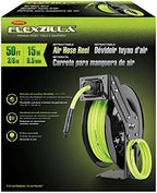 Flexzilla Open Face Retractable Air Hose Reel, 3/8 in. x 50 ft., Heavy Duty, ZillaGreen - L8611FZ & Air Hose, 3/8 in. x 50 ft., 1/4 in. MNPT Fittings, Heavy Duty, Lightweight, Hybrid, ZillaGreen - Image 3