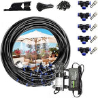 Outdoor Misting Cooling System kit, Misting Line + Drip-Proof Brass Misters + 24V Silent Pump, Garden Cooling System DIY Micro Drip Irrigation System for Patio, Garden, Lawn, Home Irrigation, Black by Unknown