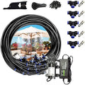 Outdoor Misting Cooling System kit, Misting Line + Drip-Proof Brass Misters + 24V Silent Pump, Garden Cooling System DIY Micro Drip Irrigation System for Patio, Garden, Lawn, Home Irrigation, Black by Unknown