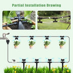 50FT Drip Irrigation System Kit Automatic Garden Watering System with 1/4" Drip Tubing & Quick Connect Fittings Adjustable Mist and Linear Columnar Modes for Greenhouse, Raised Garden Beds, Lawn, Yard - Image 5
