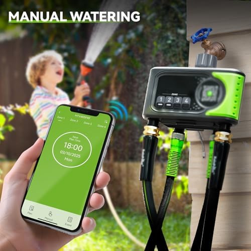 4-Zone Garden Irrigation Controller with Timed Watering & Rain Delay, App Controlled Electronic Hose Tap for Efficient Sprinkler System & Lawn Care - Image 7
