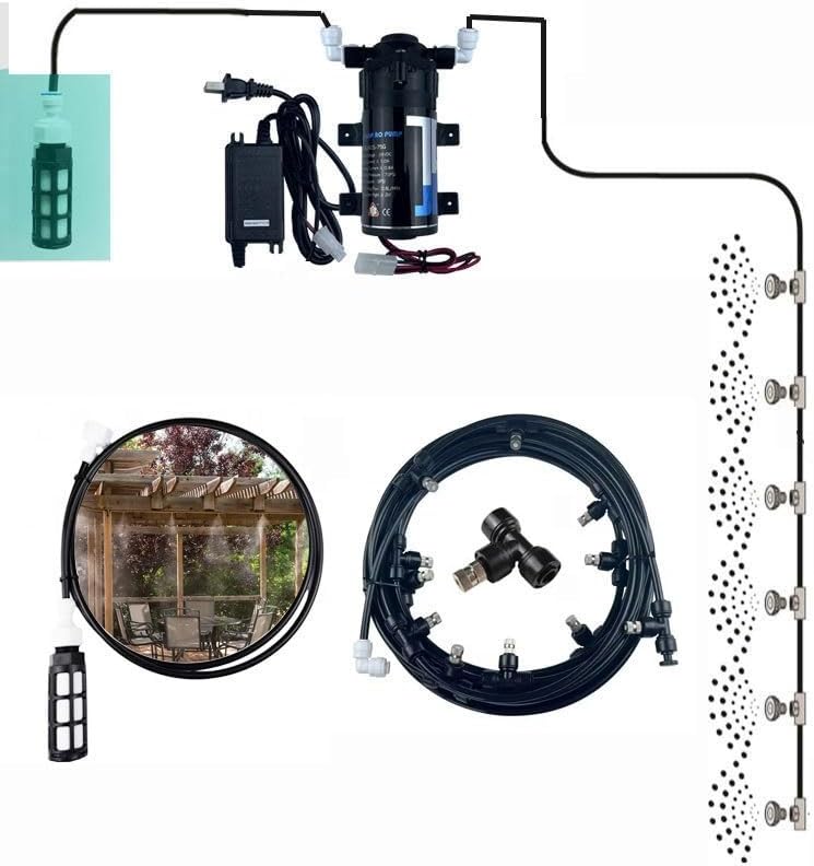Outdoor Misters Cooling System, Patio Mister with Brass Fog Nozzles, DIY Plant Watering Devices Misting Cooling System (Size : 30M(98.4ft)+50 nozzles) by Unknown