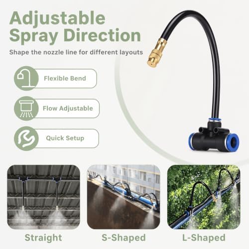 Effortless Garden Watering System | Adjustable Multi-Sized Nozzles, Mist Spray, Quick-Connect Installation (20cm Nozzle, 591ft/180m) - Perfect for Easy Irrigation - Image 5