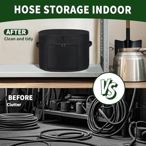 Garden Water Hose Holder Storage Bag Pot，Water Hose Hider，Holds 150 ft Hose ,Bottom With Drain Holes，Patio and Indoor-Black - Image 6