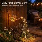 Solar Watering Can Lantern, Large Size, Butterfly Design, LED String Lights - Image 2