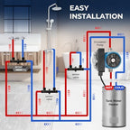 Hot Water Recirculating Pump Kit for Tank Water Heaters – Programmable Timer, Two Upgraded Brass Bypass Sensor Valves, 4-Line Configuration, Easy DIY Installation 0955805,595916 - Image 5