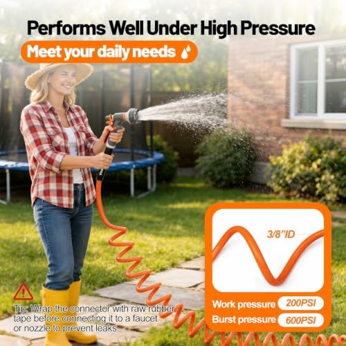 SPECILITE Hot/Cold Garden Water Coil Hose 50 ft x 3/8", -50°F to 190°F - Image 4