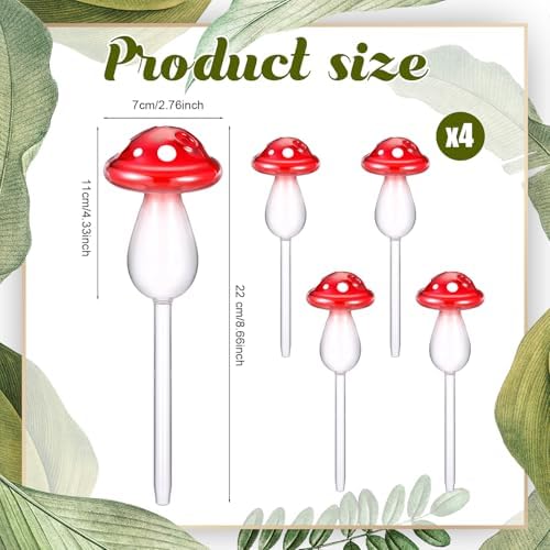 Weysat 4 Pack Glass Self Watering Globes for Indoor Plants Mushroom Watering Devices Bulbs Automatic Plant Waterer Balls Planter Spike for Garden Patio Outdoor Potted Flower Irrigation - Image 2