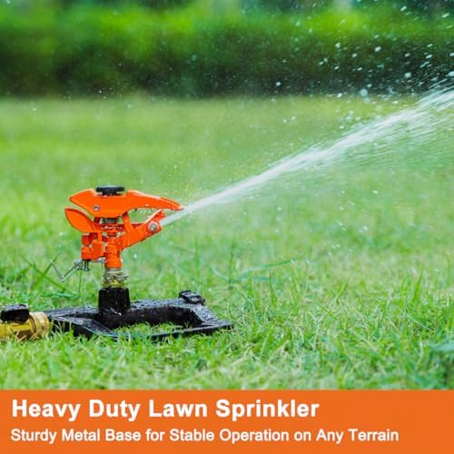 FANHAO Heavy Duty Pulsating Impact Sprinkler for Yard, 360 Degree Rotating Lawn Sprinklers with All Metal Base, Adjustable Large Area Irrigation Sprinkle for Garden, Covers Up to 5,800 Sq. Ft - Image 2