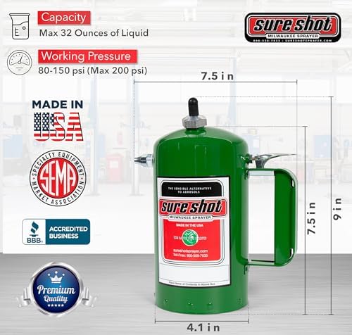 Sure Shot A1000G 32 oz Refillable Pressurized Steel Sprayer Can, Green - Image 3